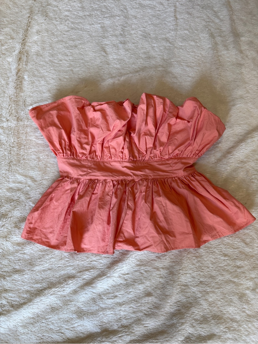MARBLE Strapless Peplum Camisole in Coral